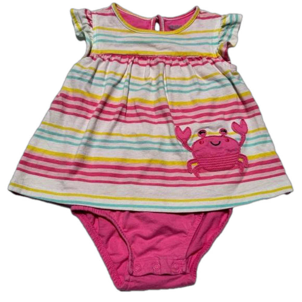 Child of Mine Carter's Pink Blue Green Yellow Crab Dress One Piece 18mos.